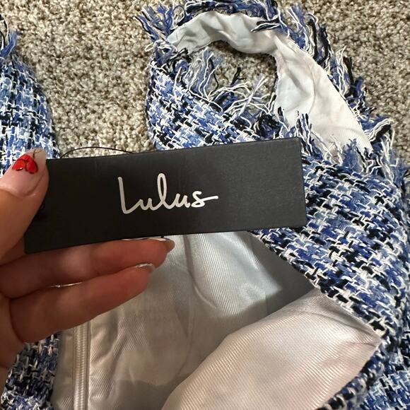 LULUS Women's Adorably Luxurious Tweed Raw Edge Sleeveless Mini Dress Size M - Picture 13 of 16